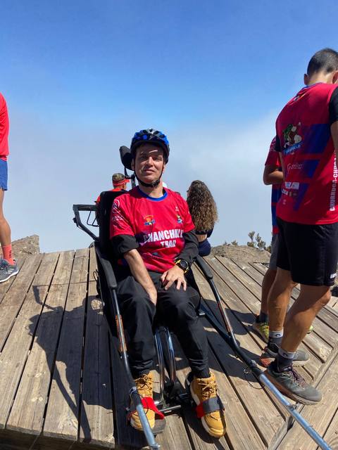 En la pasarela del mirador, listo para seguir
